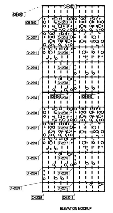 Elevation LayoutElevation Layout of aluminium sheet cladding Disposición de alzado de revestimiento de chapa de aluminio