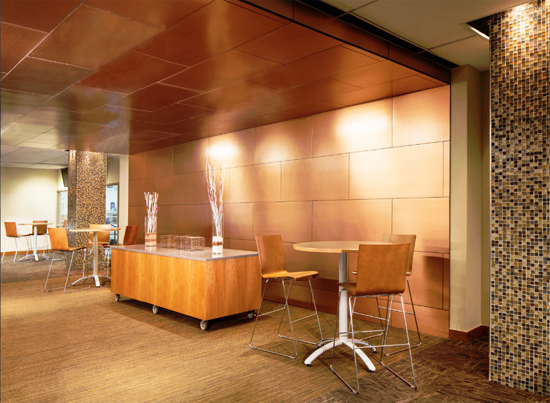 Panel compuesto de cobre para techo y pared interior.